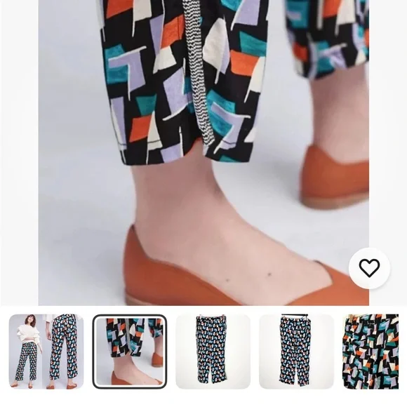 Anthropologie Geometric Patterned Pants  hei hei Ginza M - Picture 3 of 9